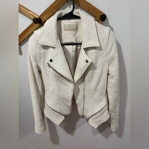 BlankNYC tweed moto jacket in ivory